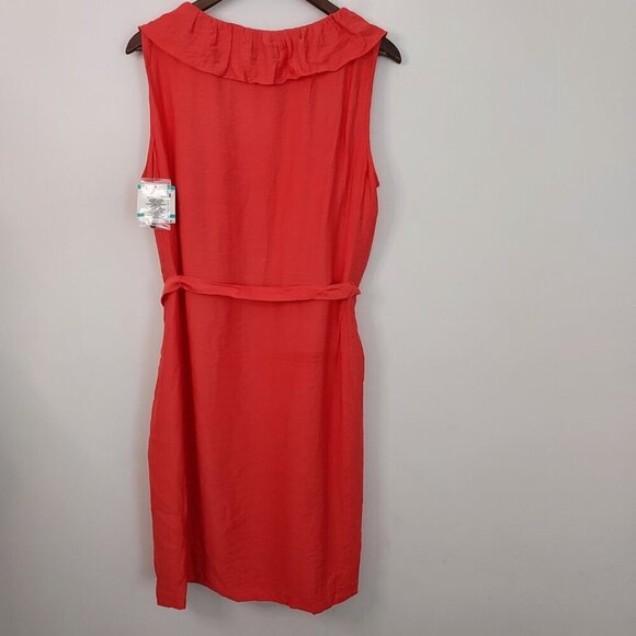 Anne Klein Sleeveless Flutter Collar Orange Dress Size 16 - Picture 8 of 11